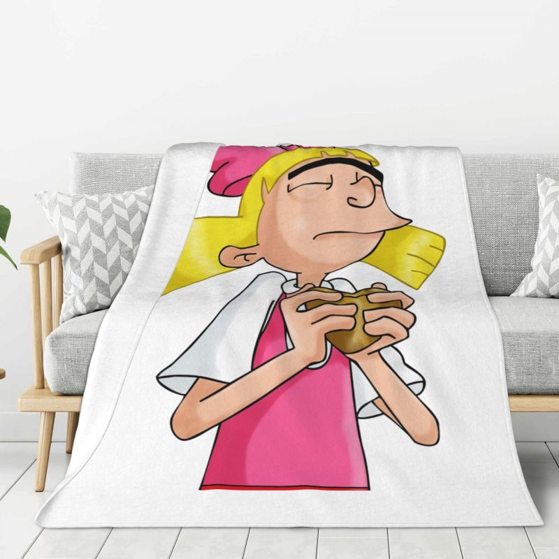 Custom Hey Arnold Animated Anime Helga Pataki Blanket Warm Fleece Soft Flannel Throw Blankets for Bedroom Couch Car Autumn