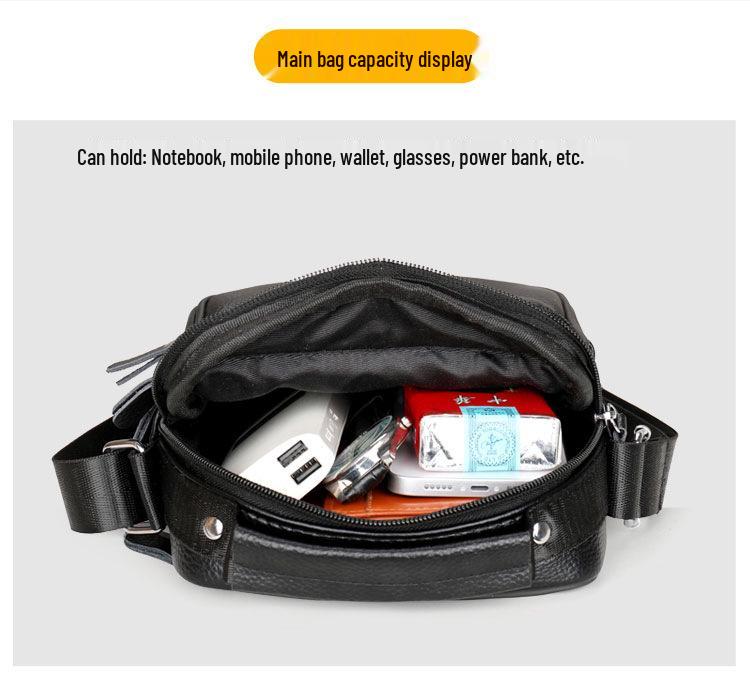 Genuine Leather Men's Single Shoulder Bag - 2025 Fashion Crossbody with High-End Cowhide Feel
