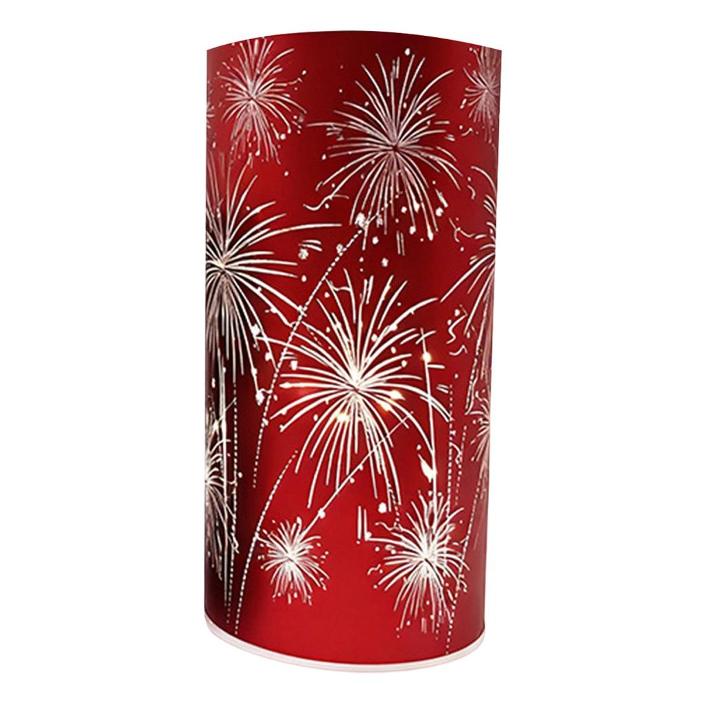 Celebration Lamp - Etched Fireworks Starburst Glass Base With Warm-Colored LED Lights, Flashing Decorative Centerpiece