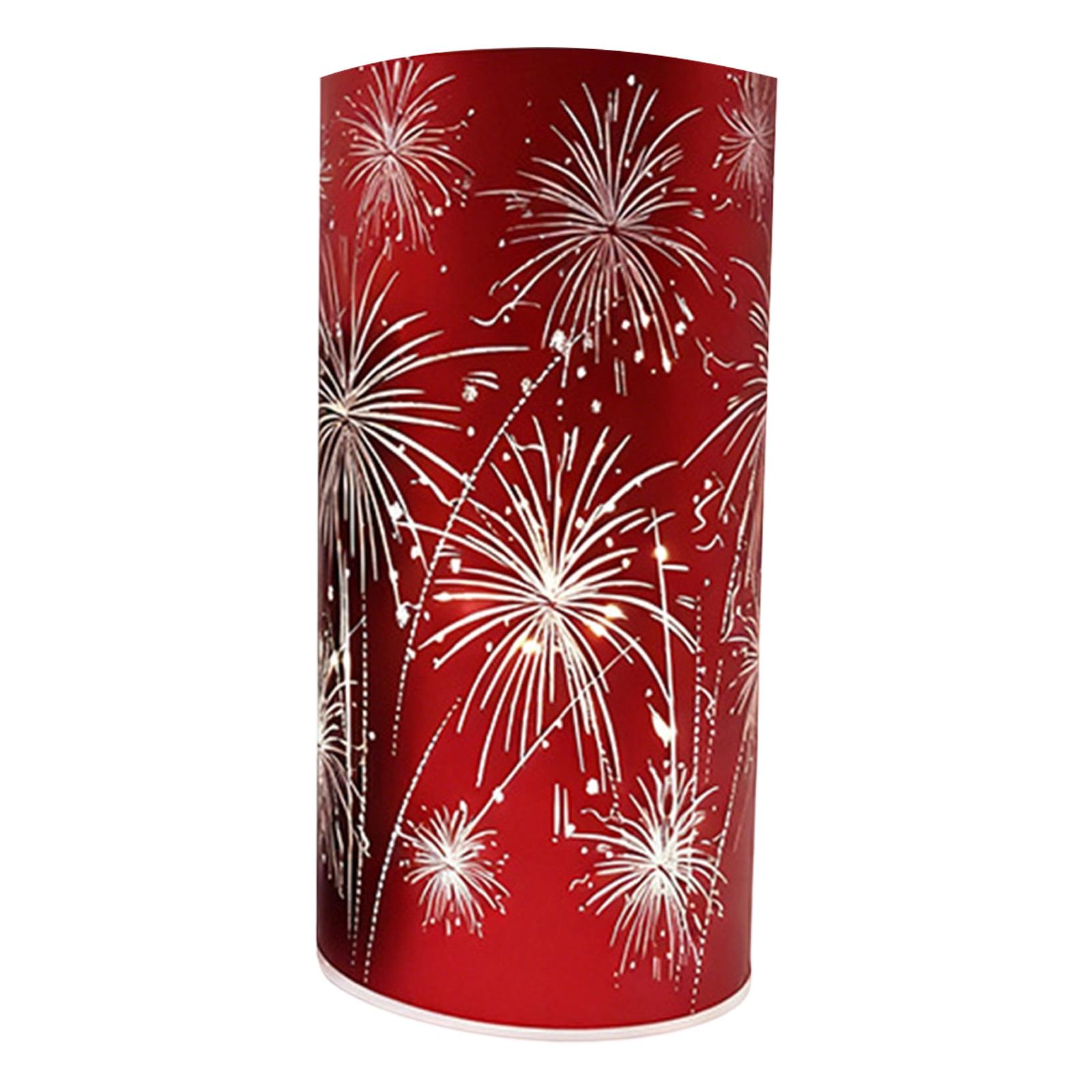 Celebration Lamp - Etched Fireworks Starburst Glass Base With Warm-Colored LED Lights, Flashing Decorative Centerpiece красный