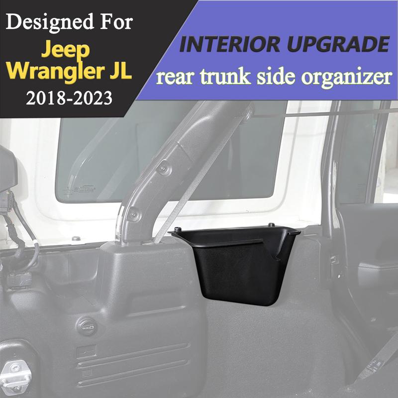 Rear Trunk Side Storage Box Organizer Tray Left Right for Jeep Wrangler JL 4-door 2018- Car Interior Accessories Black