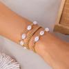 3Pcs/Set Vintage Imitation Pearl Gold Color Beaded Bracelets For Women Geometric Irregular Pearl Beads Bracelet Bangle Jewelry