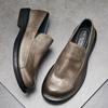 Men'S British Leather Breathable Casual Small Leather Shoes Soft Soles Big Head Cover Feet One Pedal Lazy Shoes Men