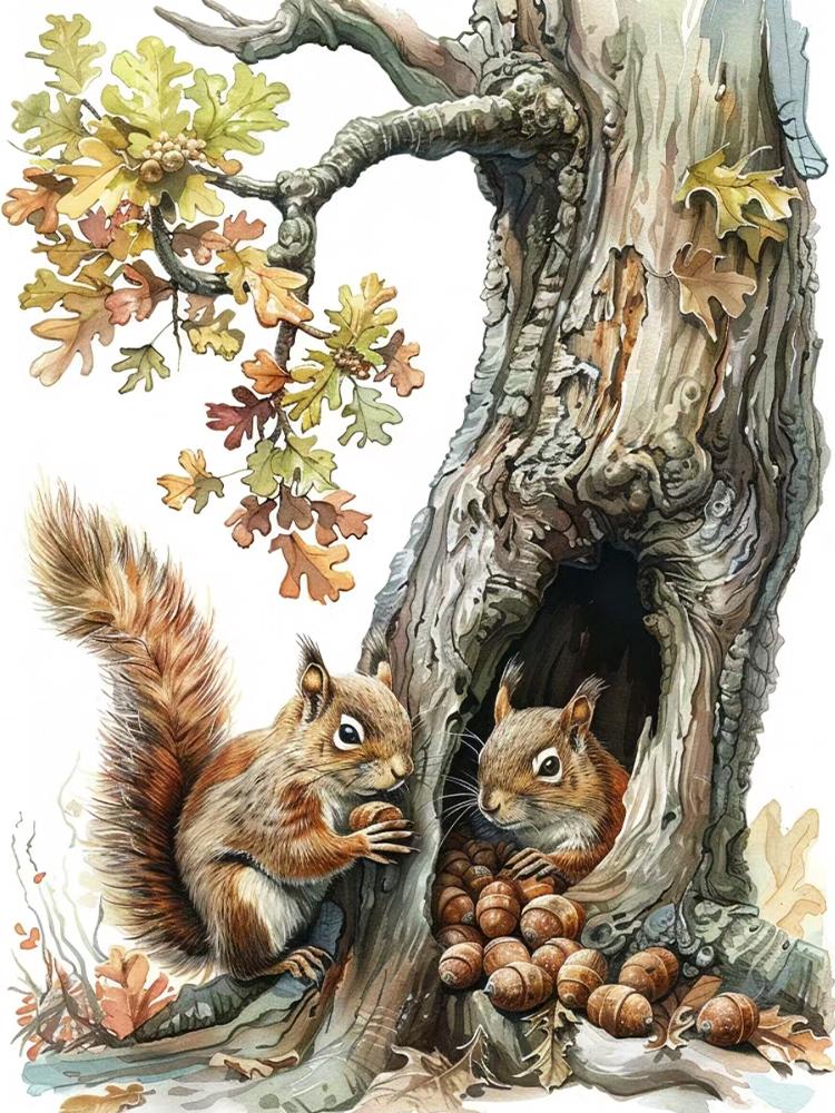 

Новая алмазная вышивка милый пейзаж белка вышивка 5D DIY алмазная живопись полная круглая квадратная мозаика украшение для дома Full Round 20x30CM