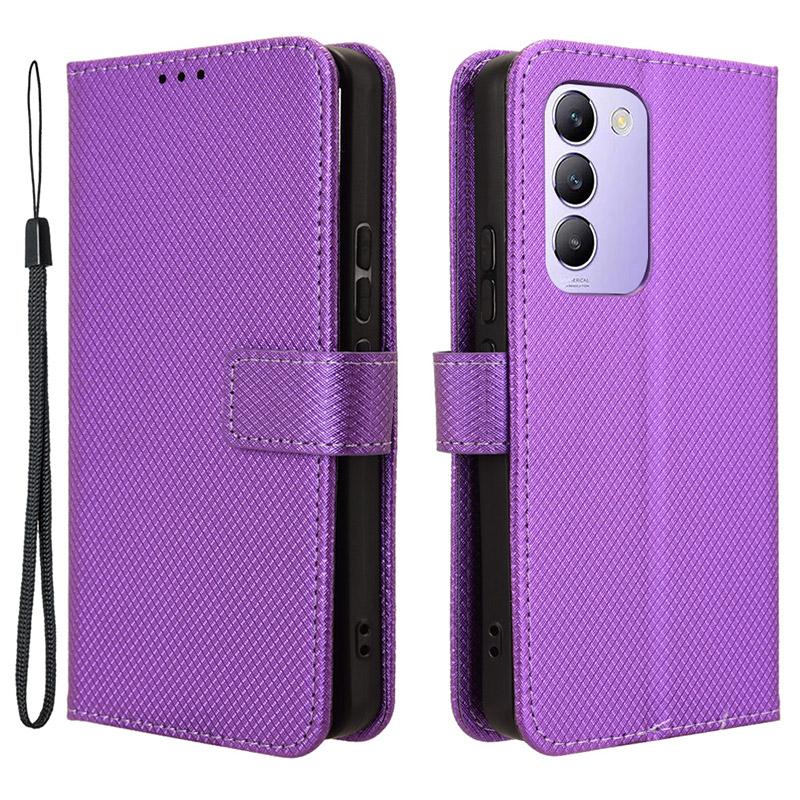 For vivo Y200e 5G/V40 SE 5G/Y100 5G (Indonesia)/V30 Lite 4G/T3 5G/Y100 4G/V30 SE 5G Case Diamond Texture Flip Phone Cover