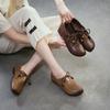 Damen Sandalen aus echtem Leder, durchbrochen, römischer Stil, Retro, perforiert, bequem, flache Sohle, lässige Sommerschuhe