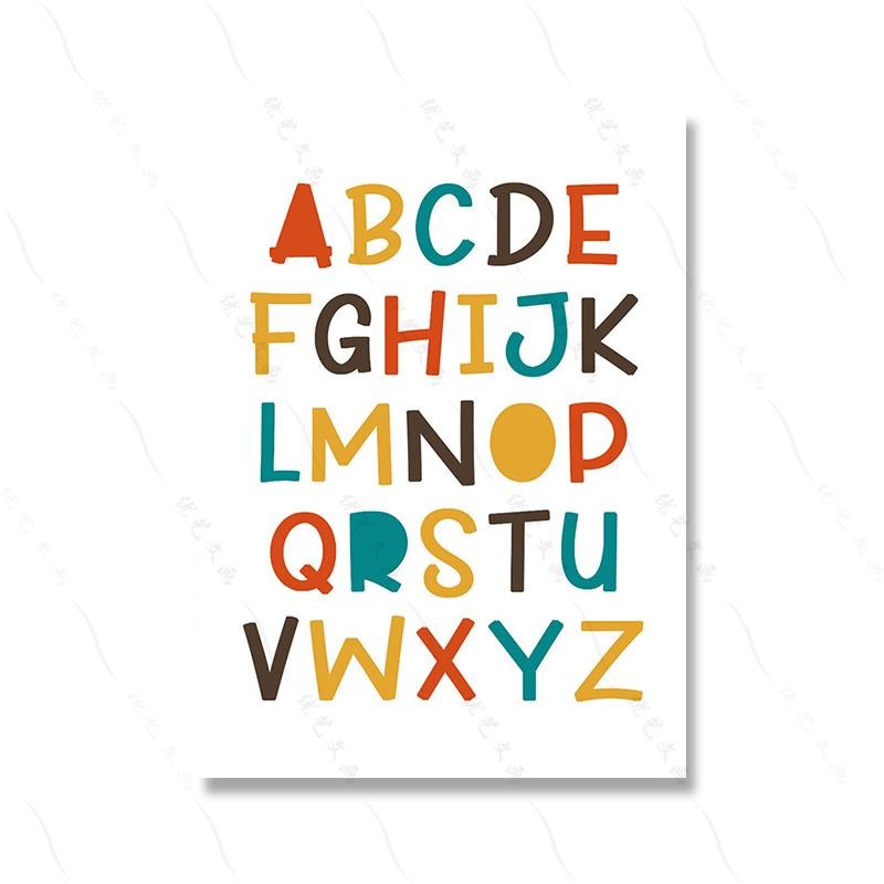 Duhová abeceda číslo barevný umělecký plakát vzdělávací plakát pro děti bez rámu malba na plátně nástěnný obrázek do dětského pokoje domácí dekorace
