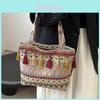 Ethnic Style Small Shoulder Bag With Tassel For Daily Office And Commuting