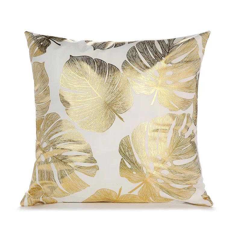 New Bronzing Geometric Leaf Pillowcase Simple Creative Pillowcase Office Sofa Cushion