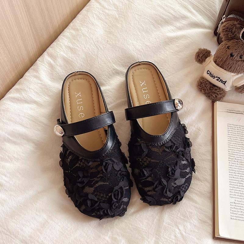 Flat-bottomed French Bag Head, Half Slippers, Outer Wear Women's Shoes, New Mesh Breathable and Comfortable Soft-soled Sandals In Summer 2025