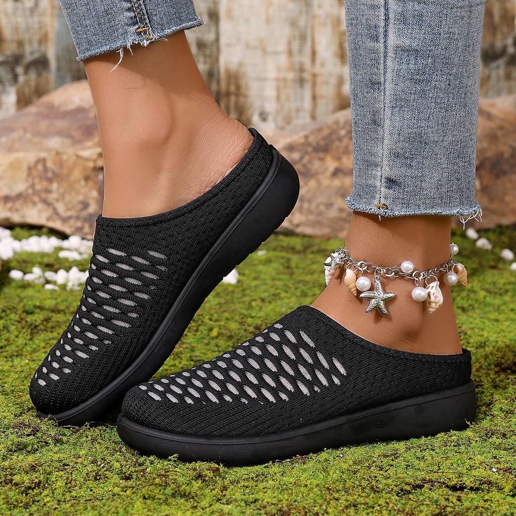Shoes women's new flat slippers fly-woven mesh casual shoes fashion lazy shoes foot cover breathable mother shoes