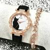 Women'S Diamond Quartz Watch Fashion Belt Watch Two-Piece Set Light Luxury Bracelet Set Women'S Watch