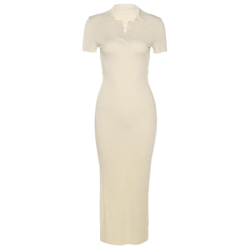 Dámské šaty Polo V Límec Dlouhé Vestidos Móda Nová elegantní móda Streetwear Neformální šaty