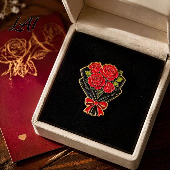 Decorative Metal Lapel Pin Bouquet Brooch for Women Enamel Romantic Flower Jewelry Durable Backpack Hat Decoration Zinc Alloy Floral Coats