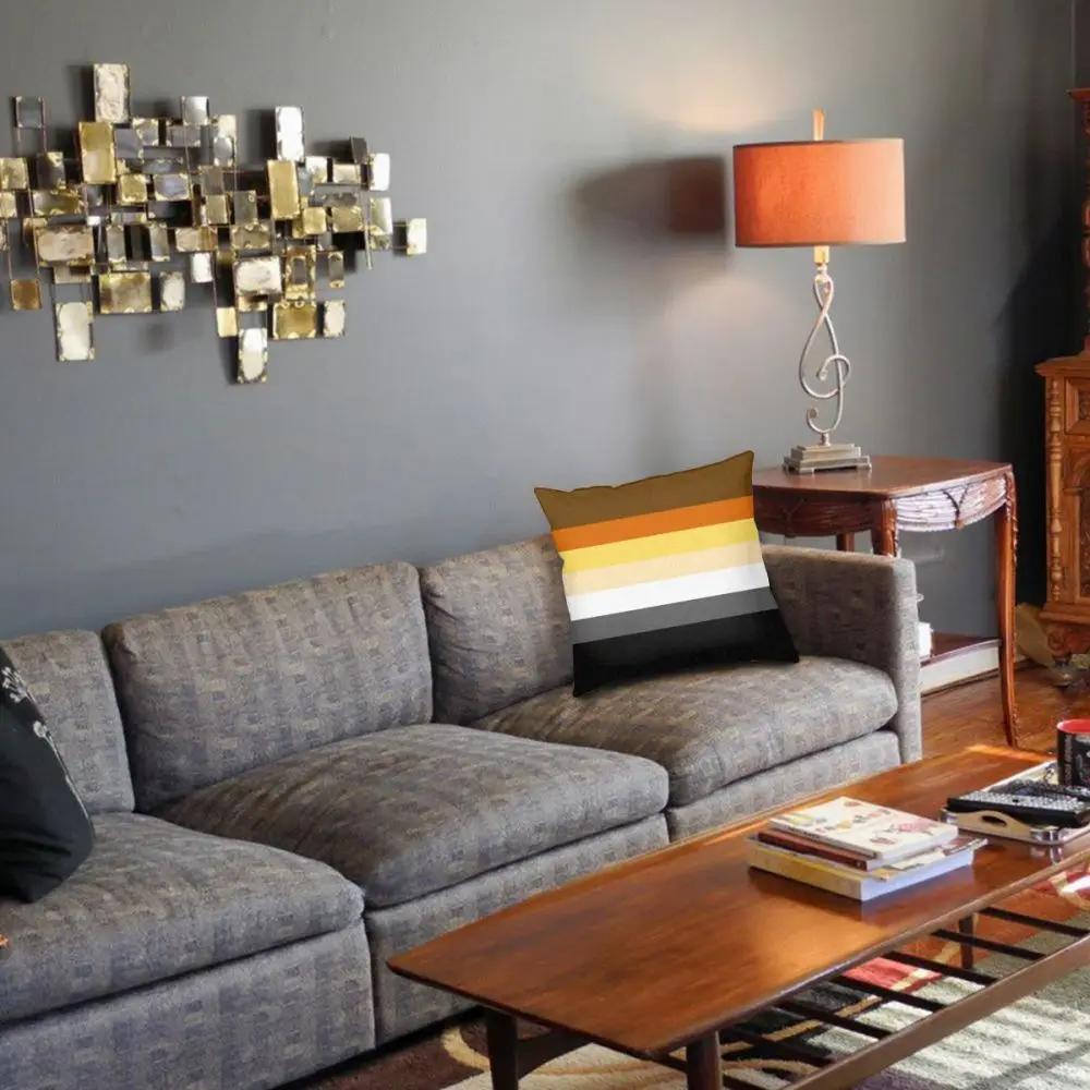 Gay Bear Pride Flag Throw Pillow Cover Decorative Pillow Casual Cushion Covers