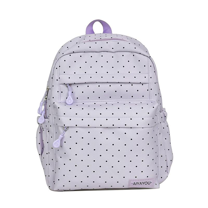 Student Schoolbag Polo Dot Women's Large Capacity Backpack Lightweight Class Backpack
