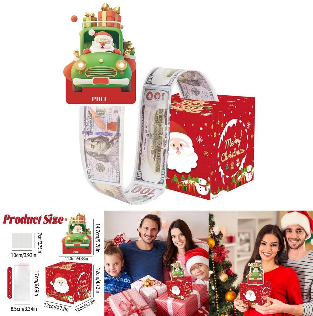 Red Santa Claus Pattern Paper Gift Box For Christmas Gifting And Celebrations