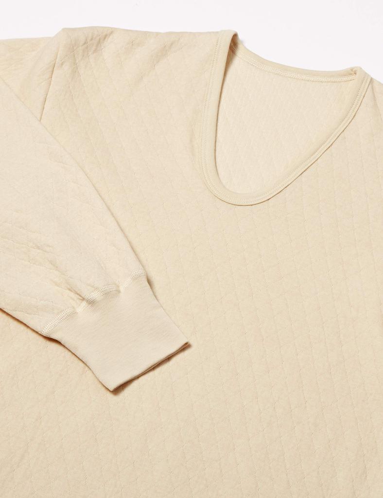 Gunze RP8410 Beige Gesteppt Lang Größe M bis Japanische Größe Herren Unterhemd, Ärmel, U-Ausschnitt, (Äquivalent M)