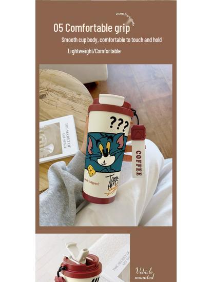 Tom and Jerry Stainless Steel Insulated Straw Cup - Cute Cartoon Coffee and Water Bottle