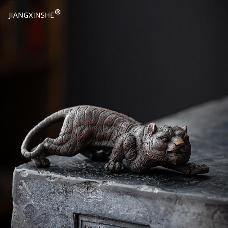 Ceramic violet Ornament pentru animale de companie Ornament pentru sculptura tigrului Joaca cu ceai Masa de ceai Zen Tava de ceai Accesorii pentru ceremonie de ceai