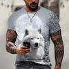 Wolf T Shirt For Mens Animal Print Short Sleeve Top 3D Casual Street Man's T-shirt Oversized Tee Shirt Men Vintage Clothing