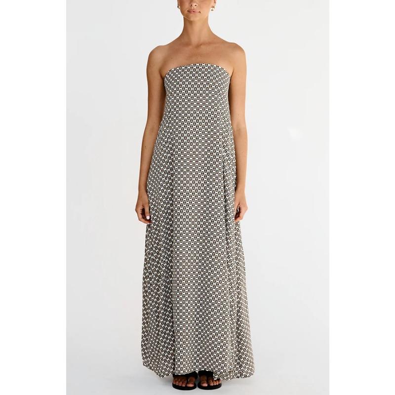 

YYFS Женская мода лето весна ромбический узор без рукавов свободная талия повседневные платья XXL