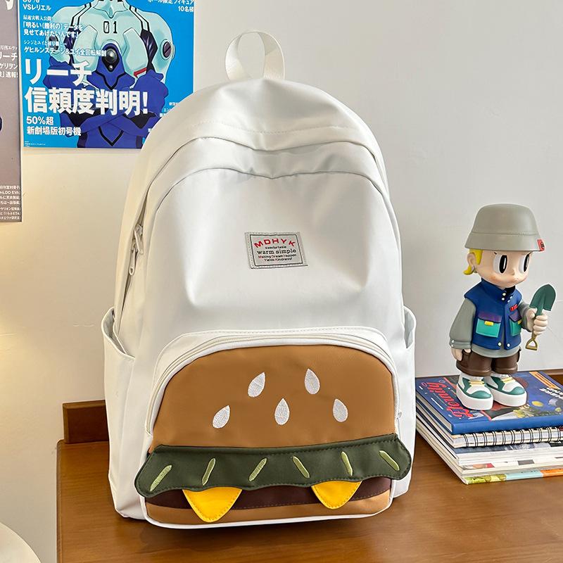 Korean Version of Niche Design Sense Hamburger Cute Large Capacity Campus Casual Backpack Travel Backpack Middle School Students Book