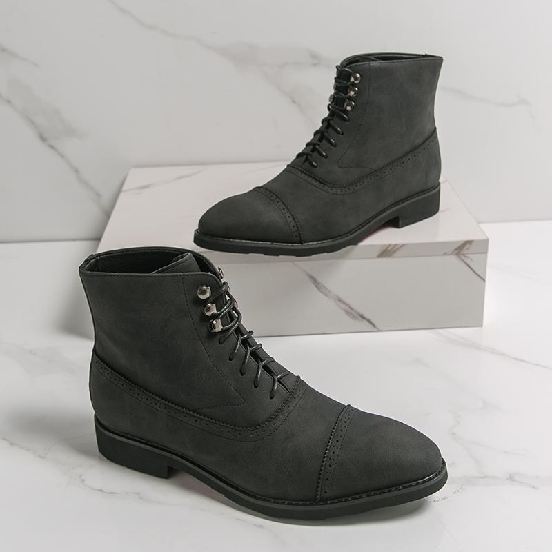 Fashion Retro Men Pointed Suede Leather Motorcycle Casual Ankle Boot Male Winter High Tops New Comfortable Leather Shoes Zapatos Hombre