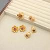 Original Design French Retro Delicate Flower Small Daisy Stud Earrings Set Purple Zircon Earrings