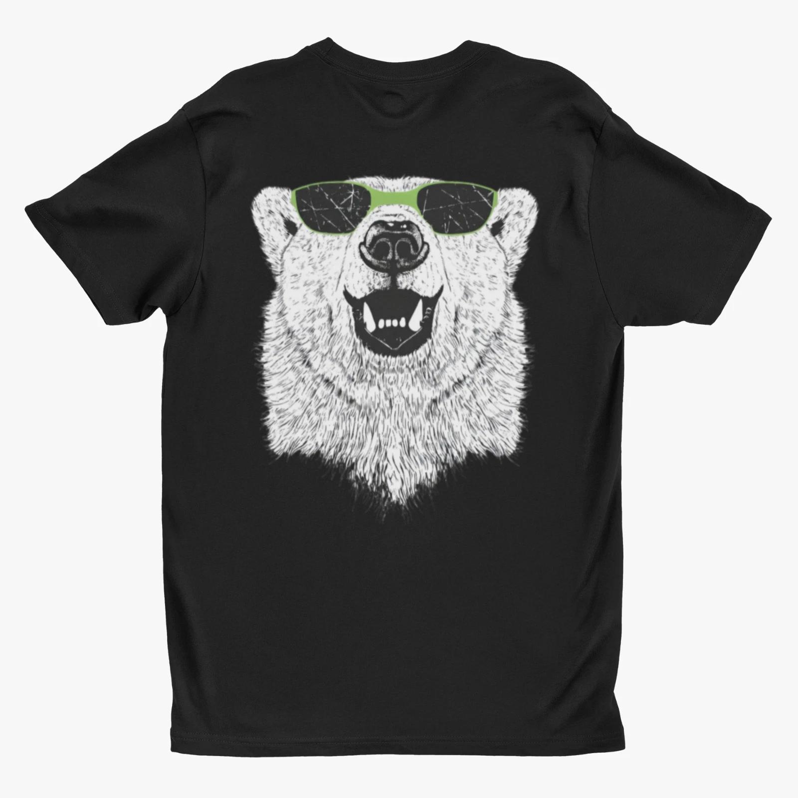 Polar Bear with Neon Sunglasses T-Shirt – Funny Animal Graphic Tee Back Print S