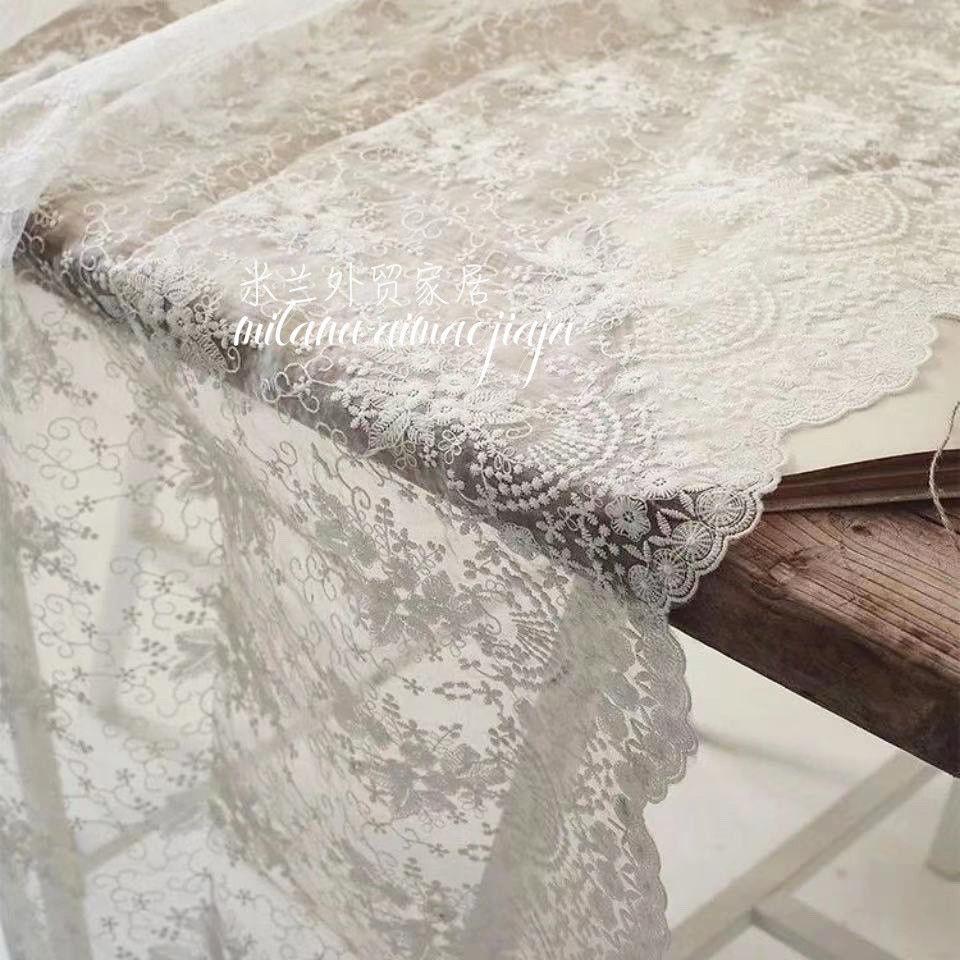 Lace Table Runner French White Romantic Decorative Wedding Tablecloth Floral Embroidery Camino De Mesa Rectangle Dustproof Cover