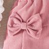 Girls' Bubble Sleeve Top & Bow Skirt 2Pcs Outfit