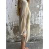 Women's shorts suit casual solid color cotton linen long sleeve wrinkle shirt and shorts two-piece set