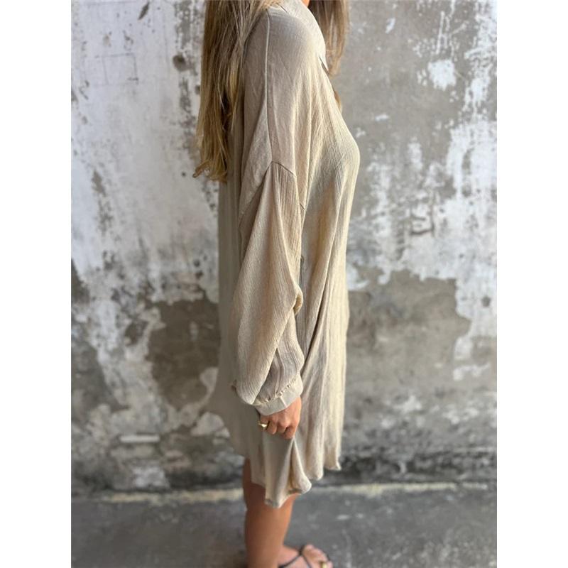 Women's shorts suit casual solid color cotton linen long sleeve wrinkle shirt and shorts two-piece set