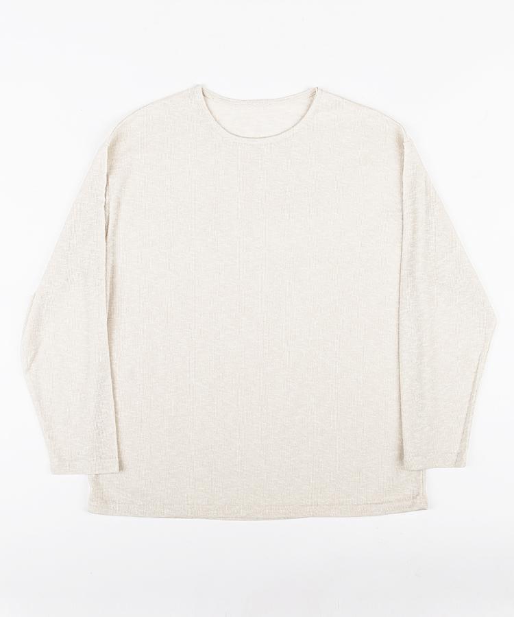Seuteulaikeu Drop Shoulder Loose Fit Linen T-Shirt (Ivory)