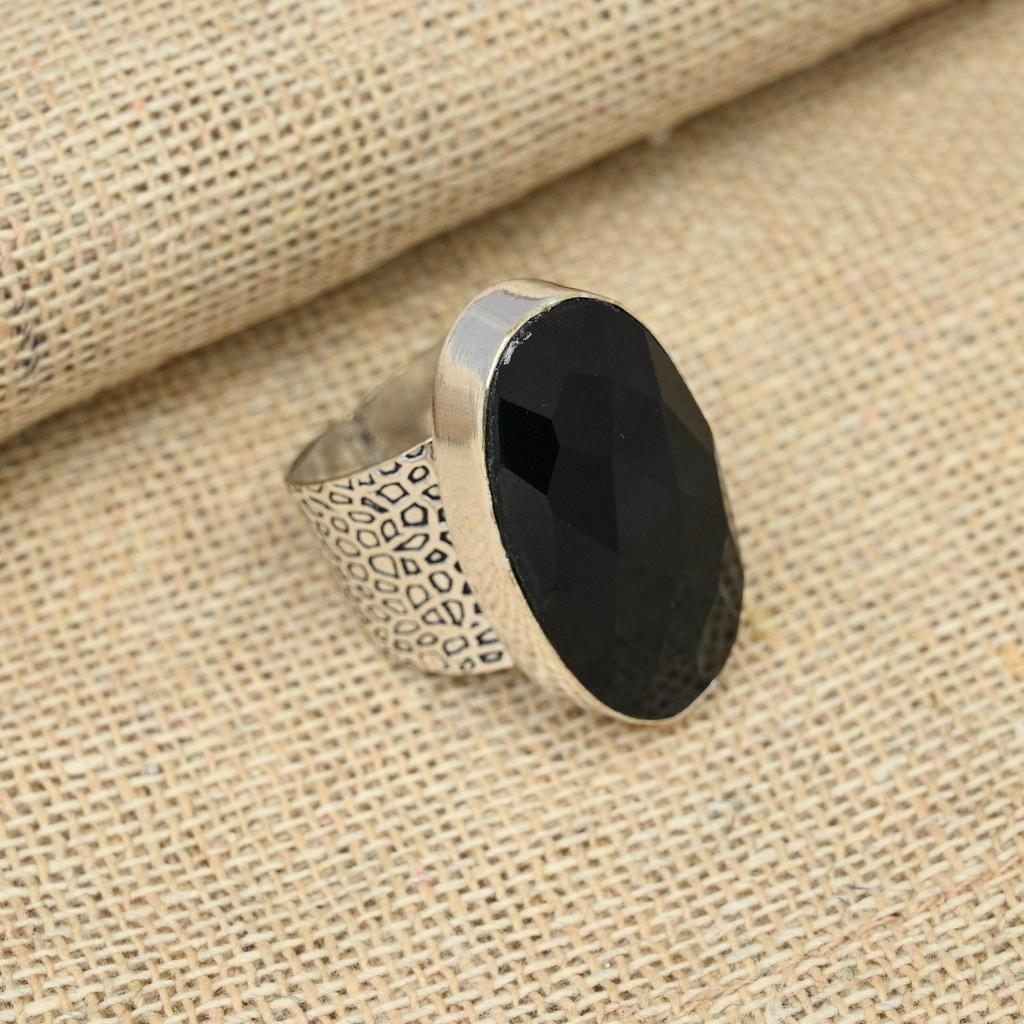 Black Spinel Jewelry 925 Sterling Silver Handmade Gemstone Ring Dainty Gift For Her