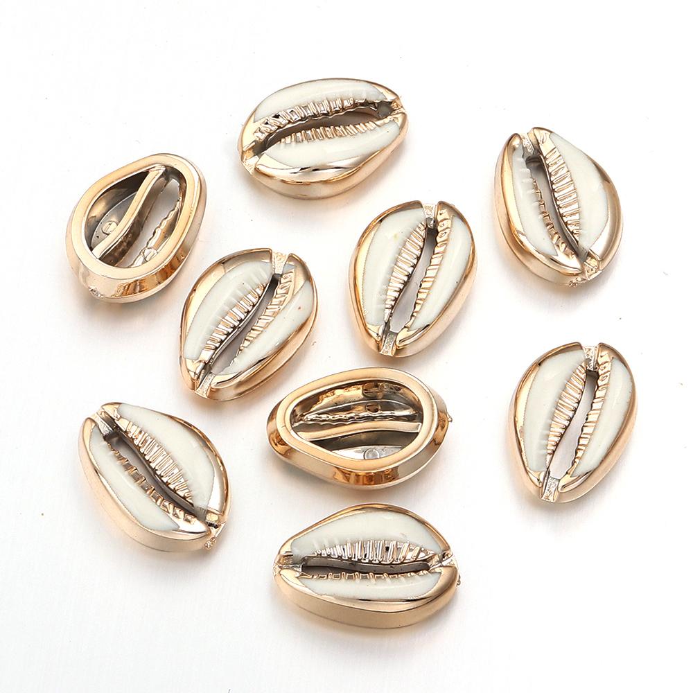 5-10pcs/lot Shell Shaped Acrylic Pendant Gold Plated Conch Scallop Charms Beads For DIY Fashion Keychain Necklace Accessories