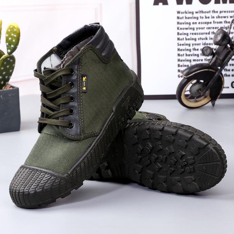 Plastic Sole Labor Insurance Shoes, Construction Site Training Canvas Shoes, Outdoor Farmland Camouflage Military Training Shoes