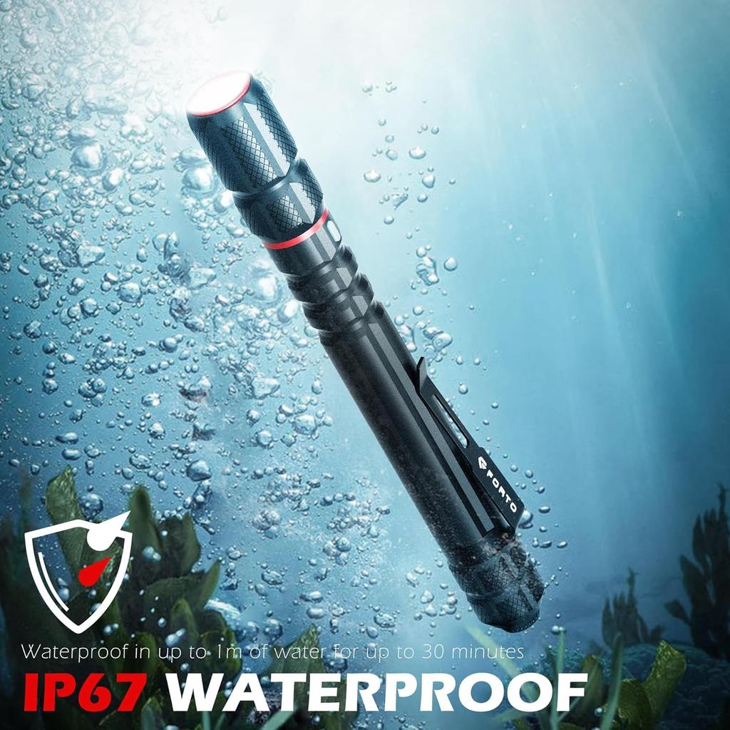 FORTO Rechargeable 400 Ideal for Disaster and Crime High Small and Battery Level Display Penlight, Lumens, Preparedness, Evacuation, Walking,