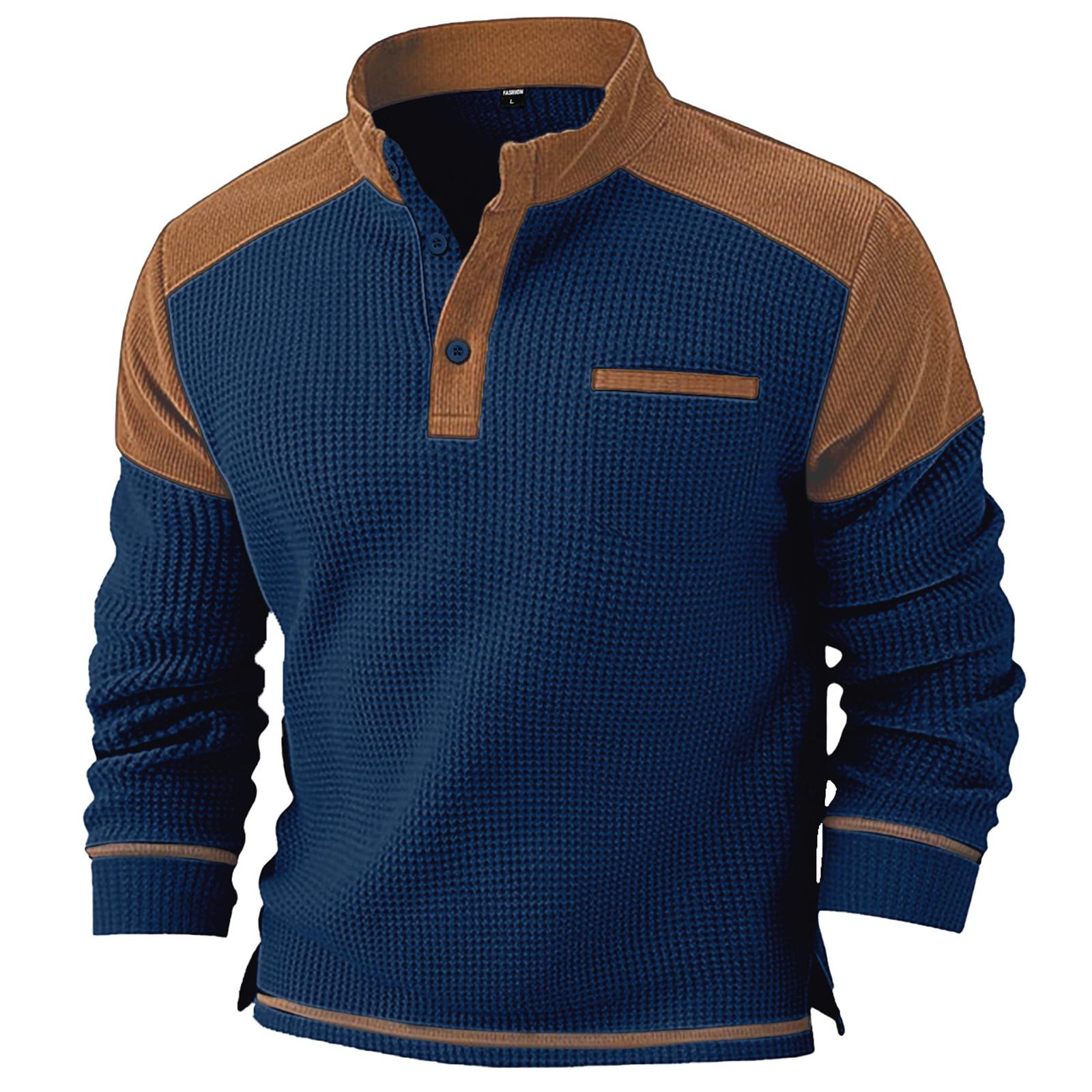 

Men Long Sleeve Shirts Loose Pullover Tops Lightweight Trendy Sweatshirts With Flap Pocket M Темно-синій