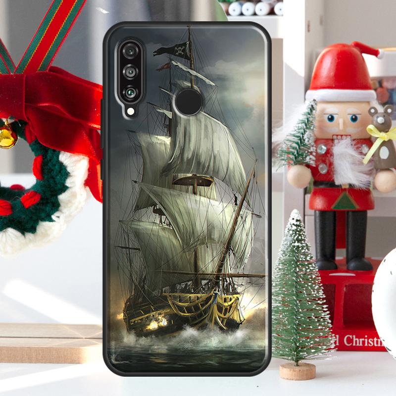 Sailing Pirate Ship Boat For Huawei Nova 9 10 SE 11 Pro Y60 Y70 Y90 Y61 Y91 Y72 Y73 12i 11i 8i P20 P30 P40 Lite Case