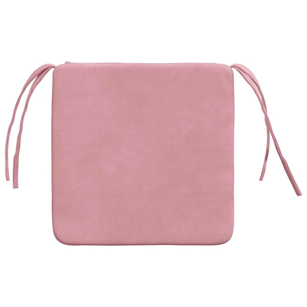 Seat Cushion Set 4 Pcs Pink 40 X 40 X 3 Cm Velvet