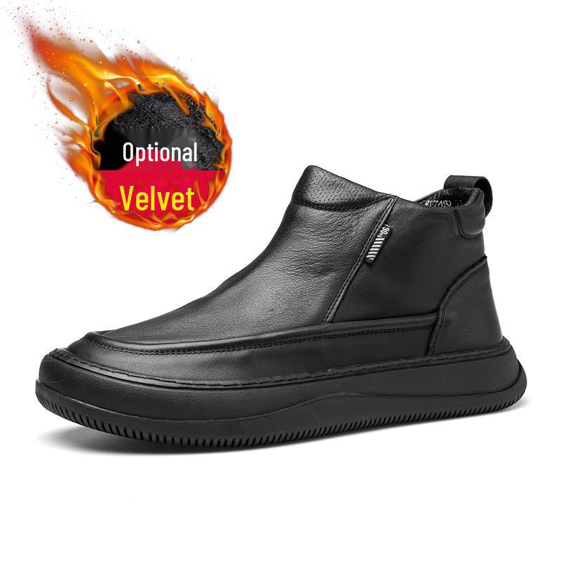 

2023 Мужские высокие зимние ботинки - Осень/Зима Плюс Бархат, Теплые, Повседневные хлопковые ботинки 40