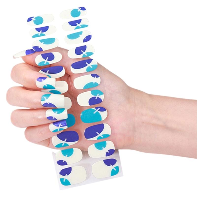 Gel Nail Stickers Full Cover Self Adhesive French Manicure Strips Quick Apply No UV Light Required with Nail File Stick