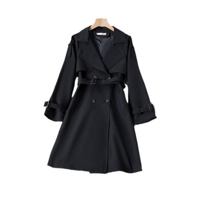 New Autumn British Style Mid-length Trendy Windbreaker Jacket for Women Korean Style Loose Casual Waist