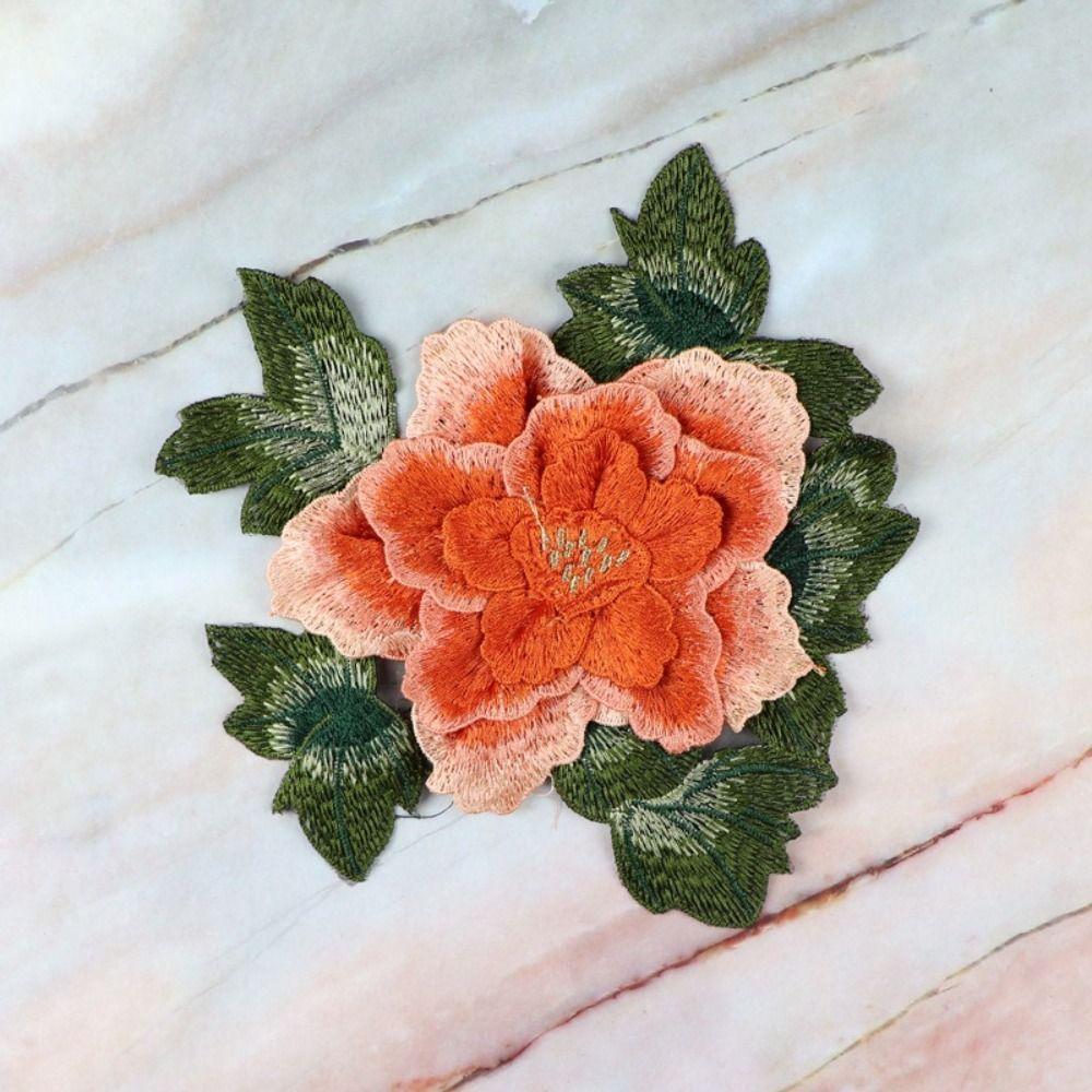 Peony Embroidery Patch Floral Embroidery Floral Applique Fashion Elegant Sewing Accessories