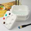Multifunctional Square Watercolor Palette Bucket - Portable Art Box with Built-in Pen Washer, Compact Travel Painting Supplies F