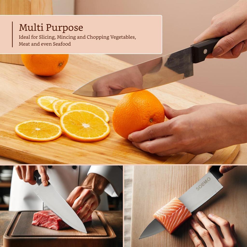 Couteau de Chef en Acier Inoxydable | Manche à Triple Rivet (argent)