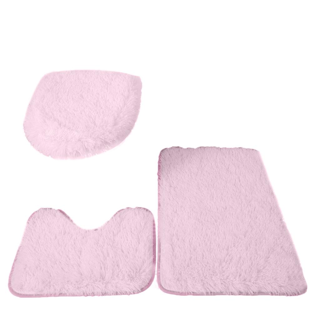 Luxurious 3-Piece Red Bathroom Rug Set Soft, Plush, Non-Slip Bath Mat, Contour Rug, and Toilet Lid Cover