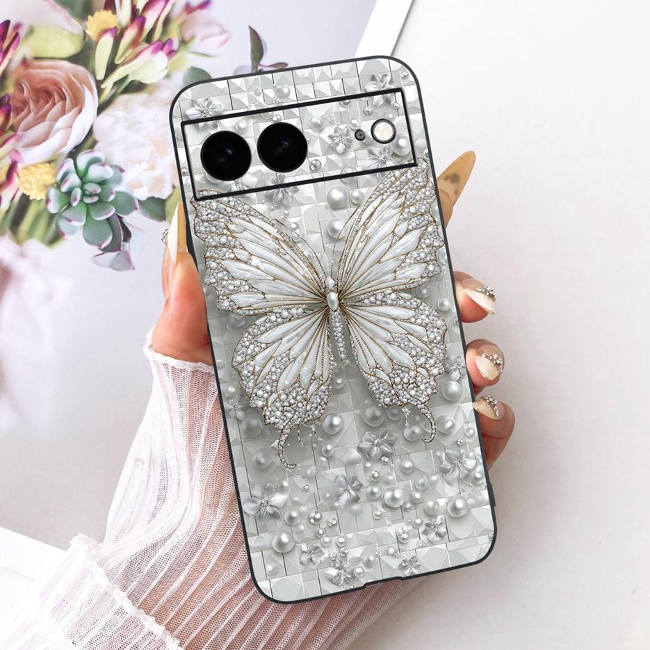 For Google Pixel 7A Case Pixel7 Pro Luxury Flower Butterfly Painted Cover Soft Silicone Case For Google Pixel 7 Pro Pixel7A Bags